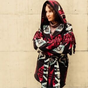 Polo by Ralph Lauren Hooded Cape in Red, Black, and Cream